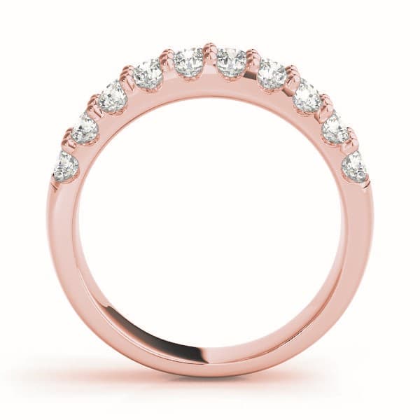 Double Row Shared Prong Wedding Band (7/8 ct. tw.), Side view in rose gold