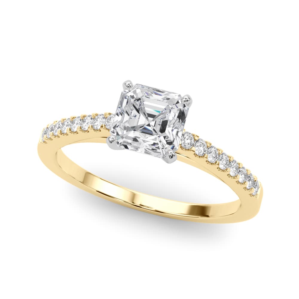 Single Row Cathedral Engagement Ring, style 50367, Front view in yellow gold