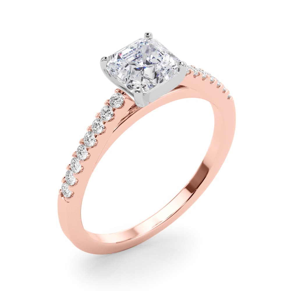 Single Row Cathedral Engagement Ring, style 50367, Angle view in rose gold