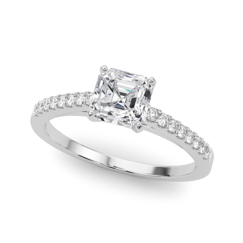 Single Row Cathedral Engagement Ring — style 50367 in 10k White Gold