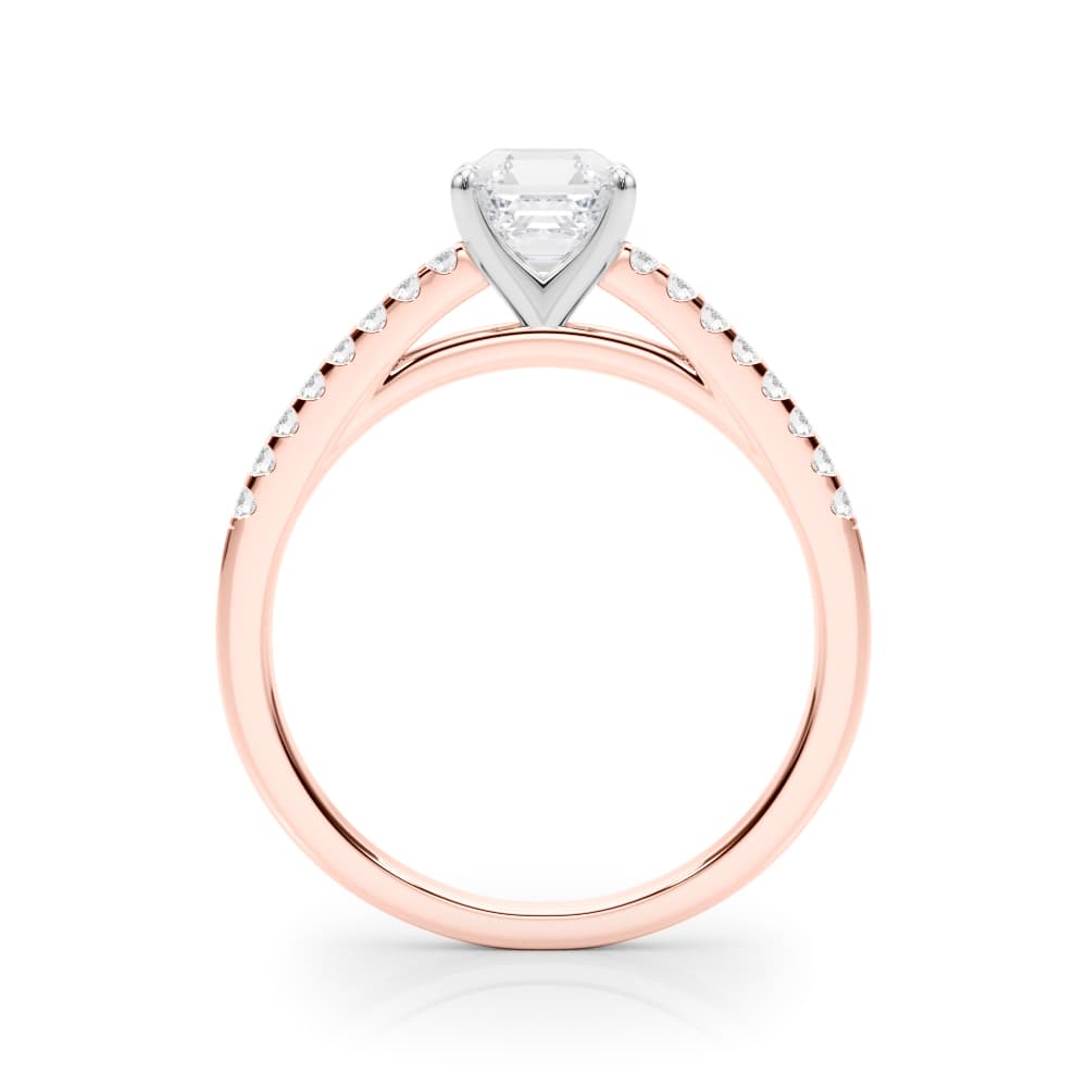 Single Row Cathedral Engagement Ring, style 50367, Side view in rose gold