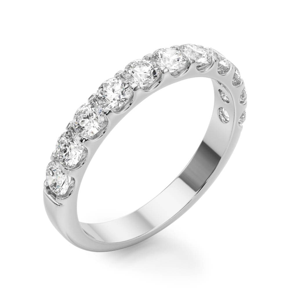 Shared Prong Diamond Band (0.18 ct. tw.), Angle view in white gold or platinum