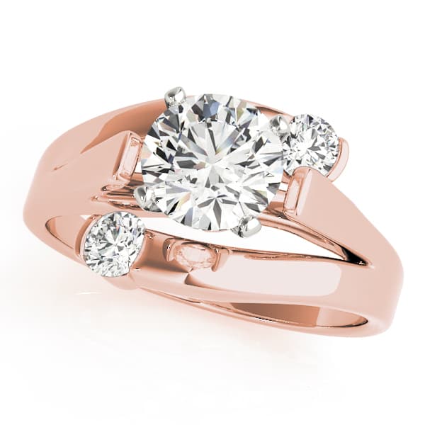 Solitaire Round Engagement Ring, style 50369, Front view in rose gold