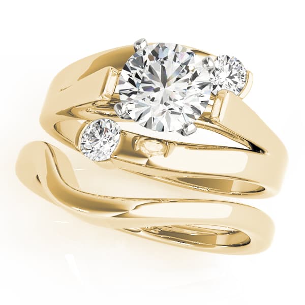 Solitaire Round Engagement Ring, style 50369, On hand view in yellow gold