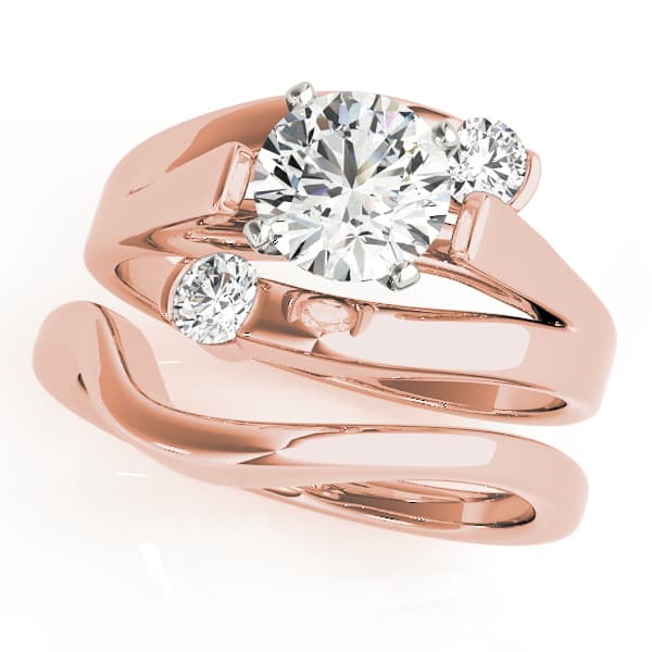 Solitaire Round Engagement Ring, style 50369, On hand view in rose gold