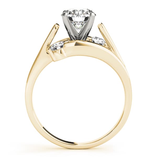 Solitaire Round Engagement Ring, style 50369, Side view in yellow gold