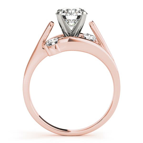 Solitaire Round Engagement Ring, style 50369, Side view in rose gold