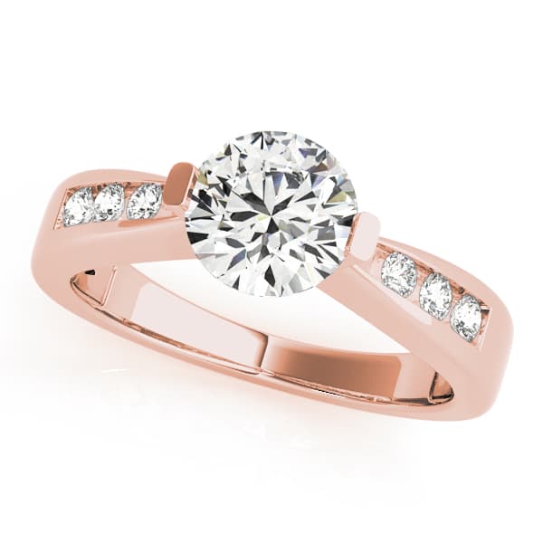 Channel Set Single Row Engagement Ring, style 50373, Front view in rose gold