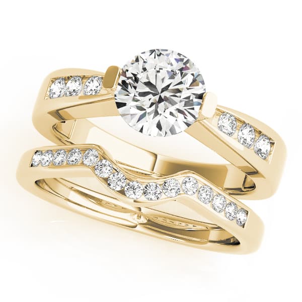 Channel Set Single Row Engagement Ring, style 50373, On hand view in yellow gold