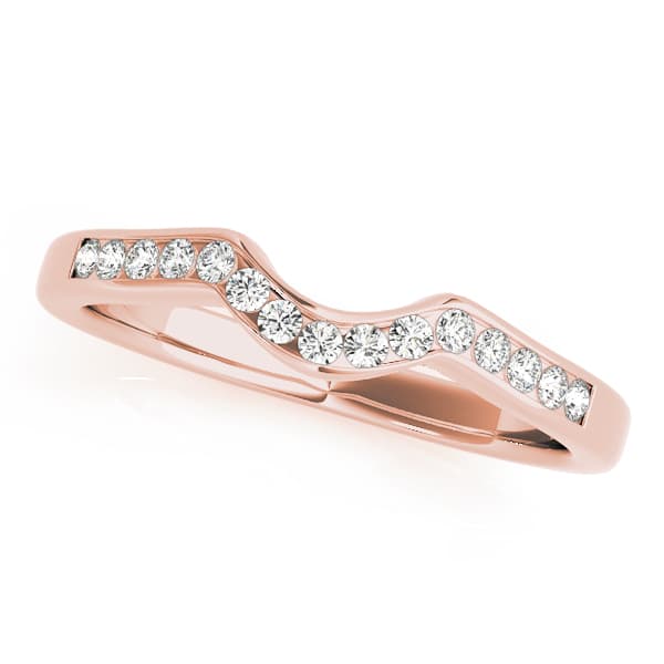 Curved Wedding Band (1/8 ct. tw.), Front view in rose gold