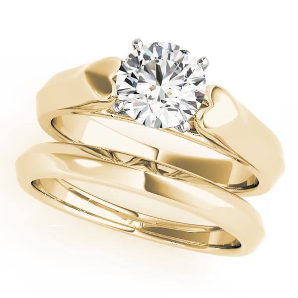 Cathedral Solitaire Engagement Ring, style 50374, On hand view in yellow gold