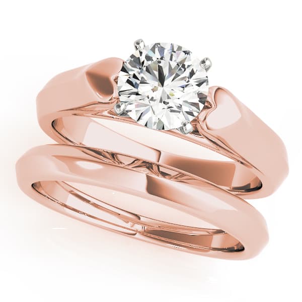 Cathedral Solitaire Engagement Ring, style 50374, On hand view in rose gold