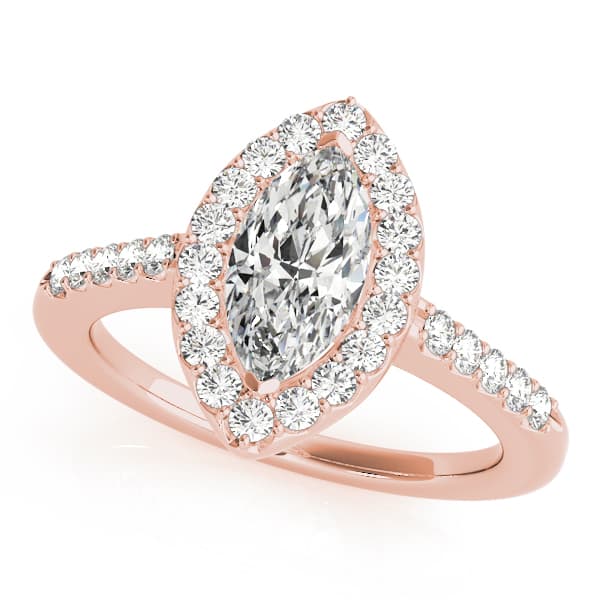 Marquise Halo Engagement Ring, style 50375, Front view in rose gold