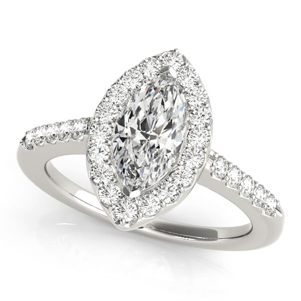 Marquise Halo Engagement Rings — style 50375 in 10k White Gold