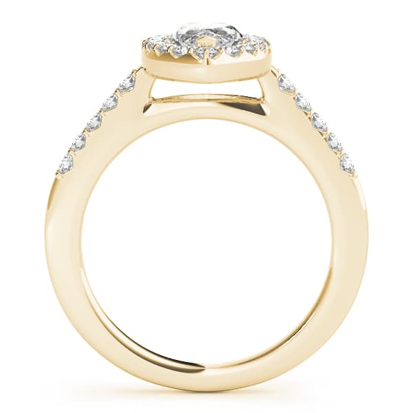Marquise Halo Engagement Ring, style 50375, Side view in yellow gold