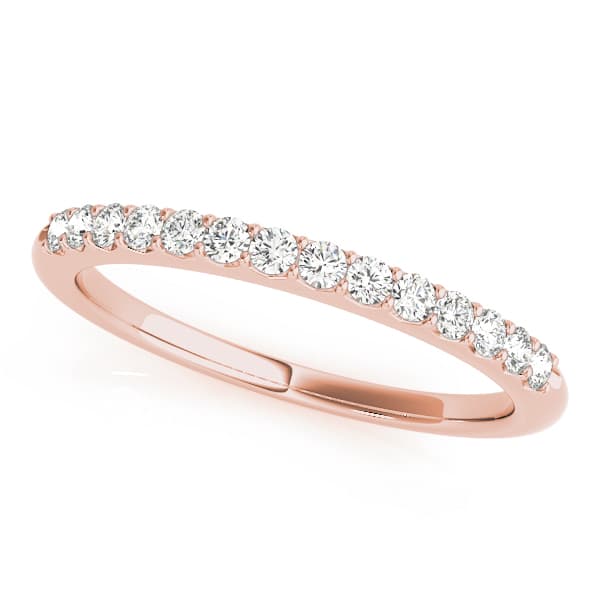 Prong Set Wedding Band (1/8 ct. tw.), Front view in rose gold