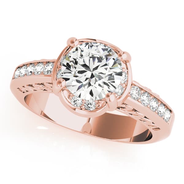 Single Row Prong Engagement Ring, style 50376, Front view in rose gold