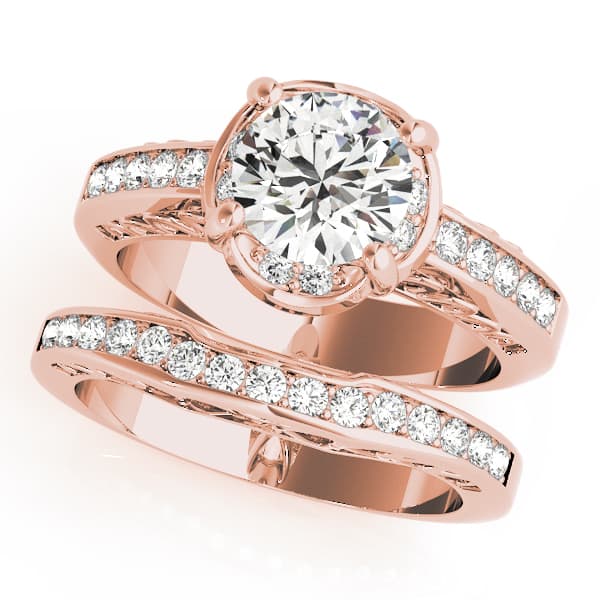 Single Row Prong Engagement Ring, style 50376, On hand view in rose gold