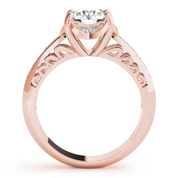 Single Row Prong Engagement Ring, style 50376, Side view in rose gold