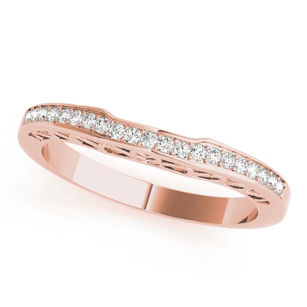 Curved Wedding Band (1/8 ct. tw.), Front view in rose gold