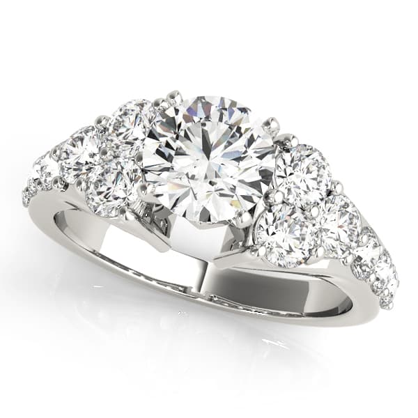 Prong Set Cluster Side Engagement Ring — style 50377 in 10k White Gold
