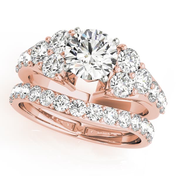 Prong Set Cluster Side Engagement Ring, style 50377, On hand view in rose gold