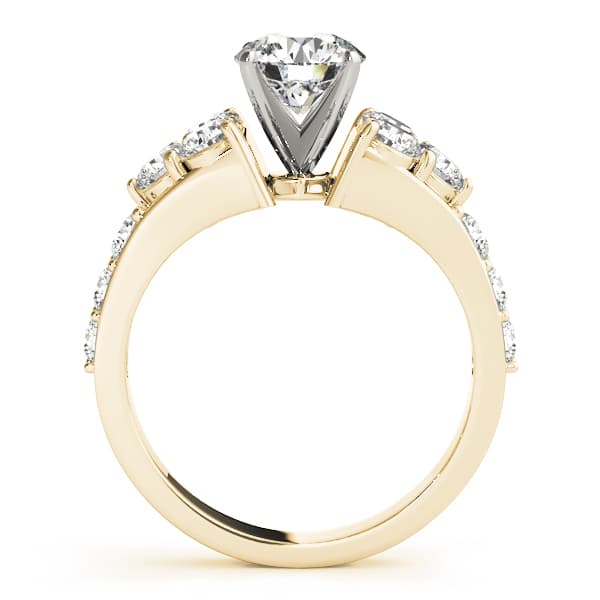 Prong Set Cluster Side Engagement Ring, style 50377, Side view in yellow gold