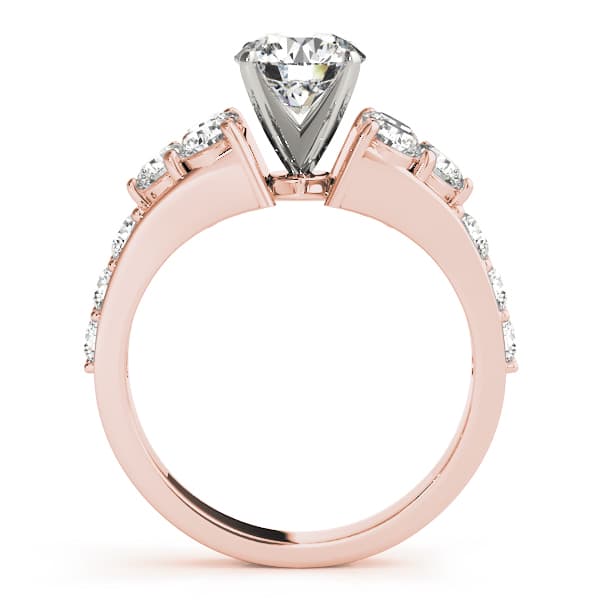 Prong Set Cluster Side Engagement Ring, style 50377, Side view in rose gold