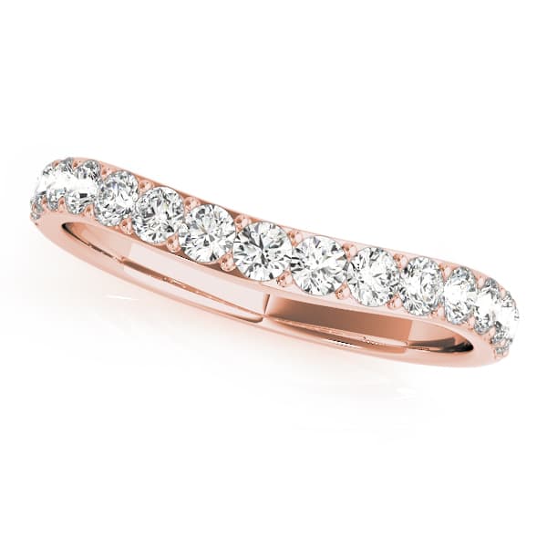 Prong Set Curved Wedding Band (0.9 ct. tw.), Front view in rose gold