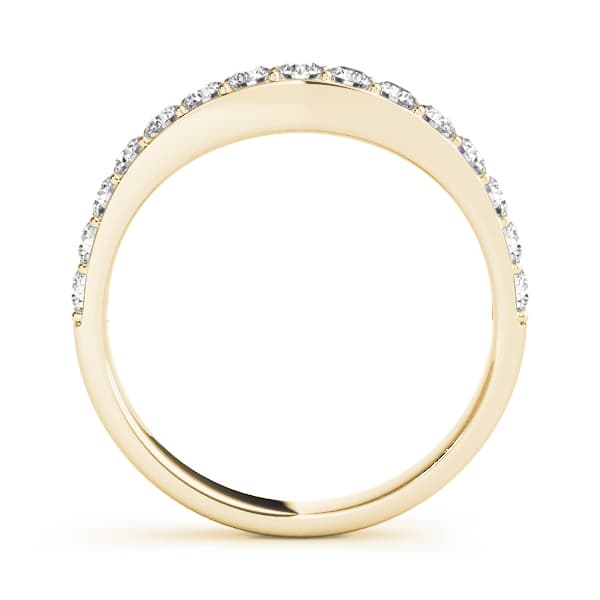 Prong Set Curved Wedding Band (2/3 ct. tw.), Side view in yellow gold