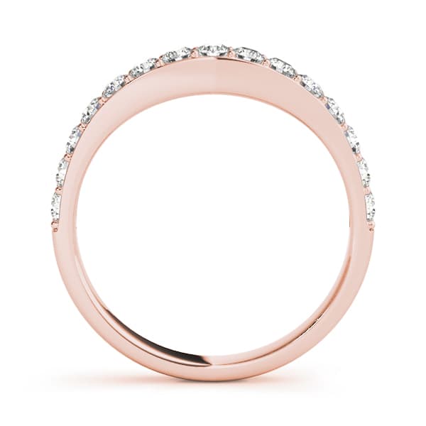 Prong Set Curved Wedding Band (0.9 ct. tw.), Side view in rose gold