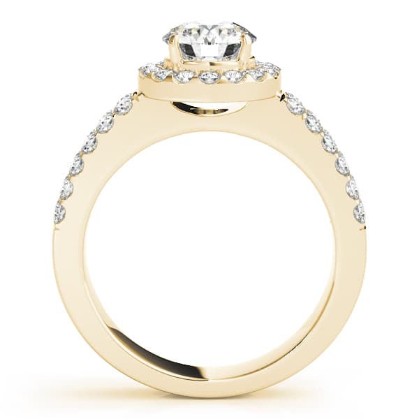 Halo Round Engagement Ring, style 50378, Side view in yellow gold