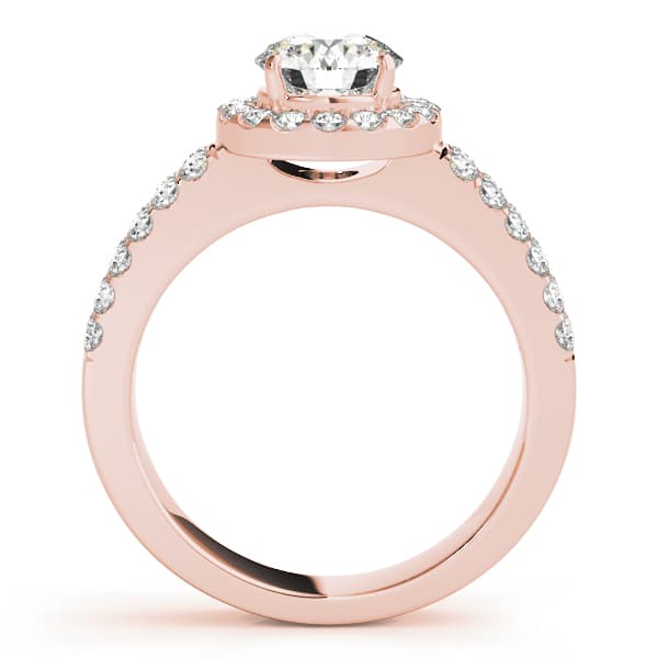 Halo Round Engagement Ring, style 50378, Side view in rose gold