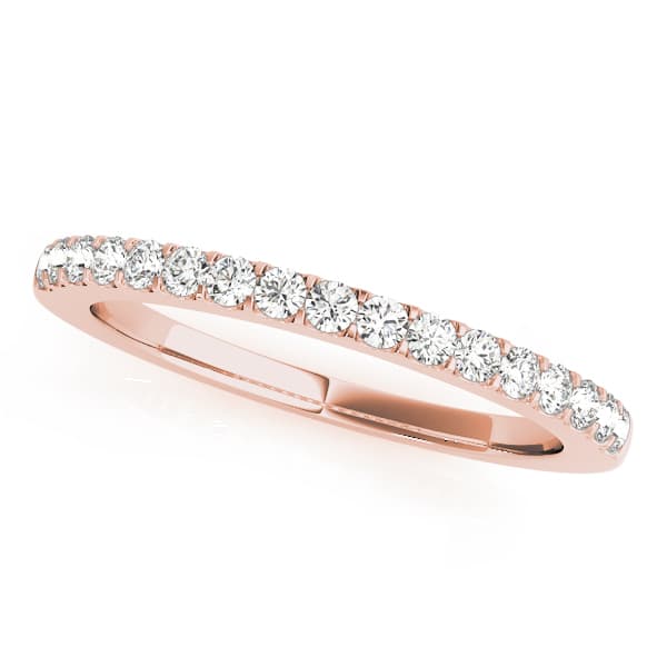 Shared Prong Wedding Band (1/4 ct. tw.), Front view in rose gold
