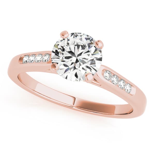 Channel Set Single Row Cathedral Engagement Ring, style 50379, Front view in rose gold