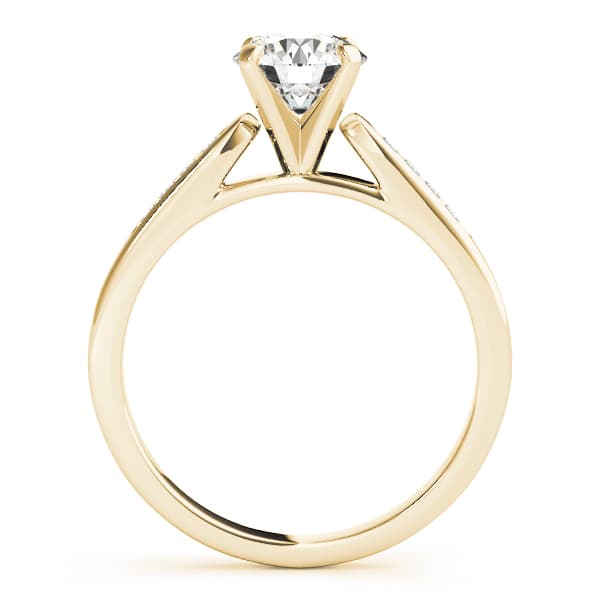 Channel Set Single Row Cathedral Engagement Ring, style 50379, Side view in yellow gold
