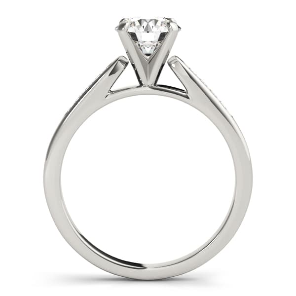 Channel Set Single Row Cathedral Engagement Ring, style 50379, Side view in white gold or platinum
