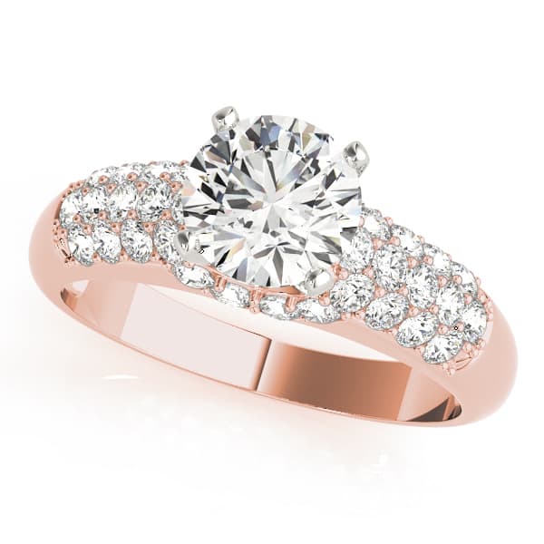 Pavé Engagement Ring, style 50381, Front view in rose gold