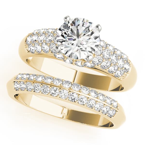 Pavé Engagement Ring, style 50381, On hand view in yellow gold