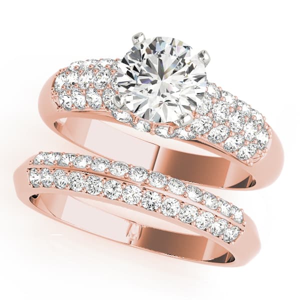 Pavé Engagement Ring, style 50381, On hand view in rose gold
