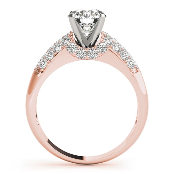 Pavé Engagement Ring, style 50381, Side view in rose gold