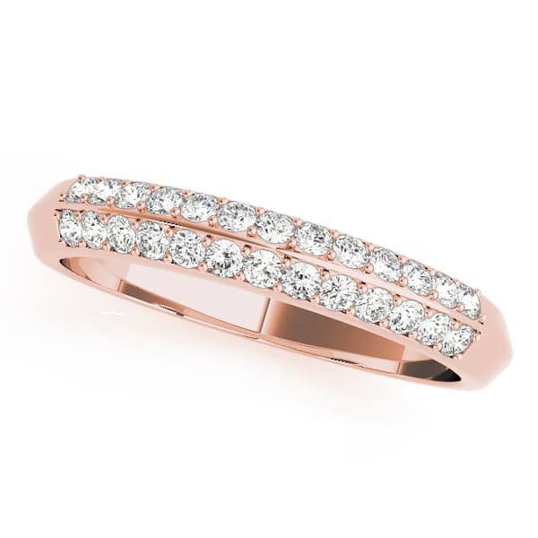 Multi-Row Pavé Wedding Bands (0.2 ct. tw.), Front view in rose gold