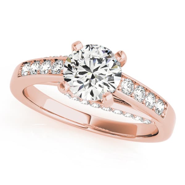 Single Row Prong In Channel Engagement Ring, style 50382, Front view in rose gold