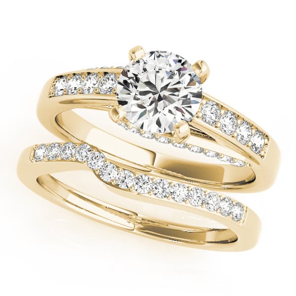 Single Row Prong In Channel Engagement Ring, style 50382, On hand view in yellow gold