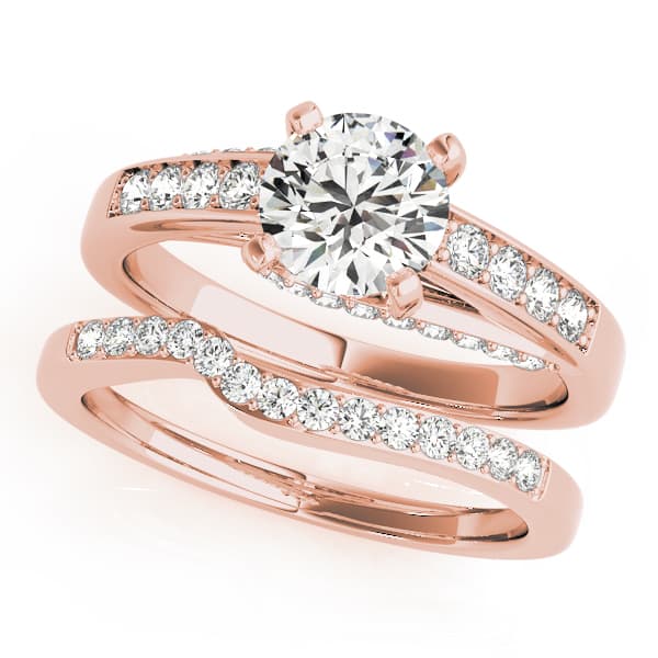 Single Row Prong In Channel Engagement Ring, style 50382, On hand view in rose gold