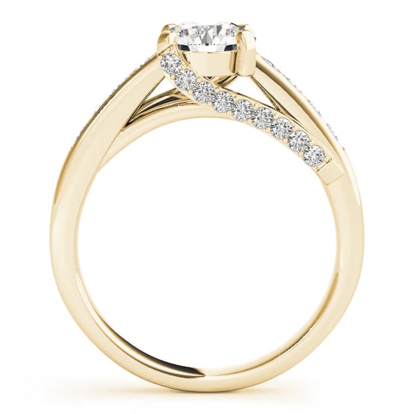Single Row Prong In Channel Engagement Ring, style 50382, Side view in yellow gold