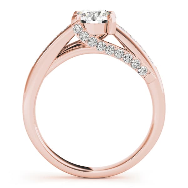 Single Row Prong In Channel Engagement Ring, style 50382, Side view in rose gold