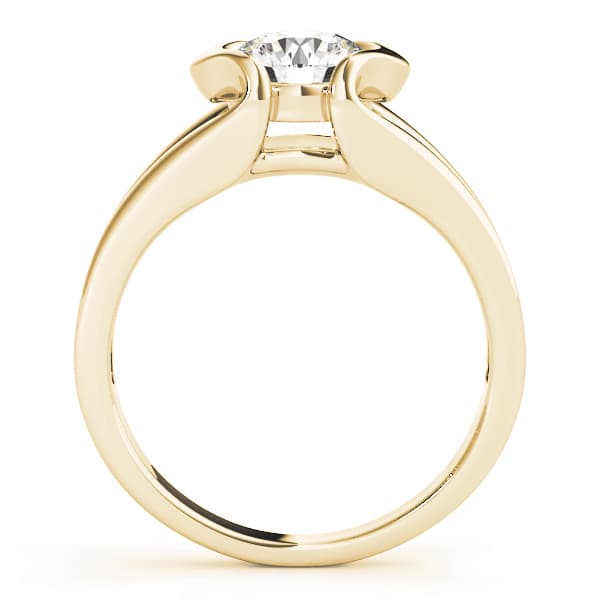 Half Bezel Round Engagement Ring, style 50384, Side view in yellow gold