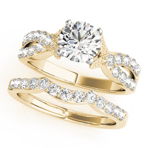 Multi-Row Twisted Shank Engagement Ring, style 50385, On hand view in yellow gold