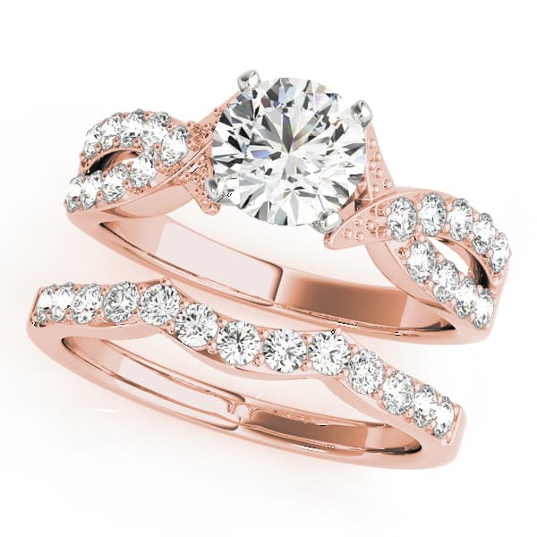 Multi-Row Twisted Shank Engagement Ring, style 50385, On hand view in rose gold